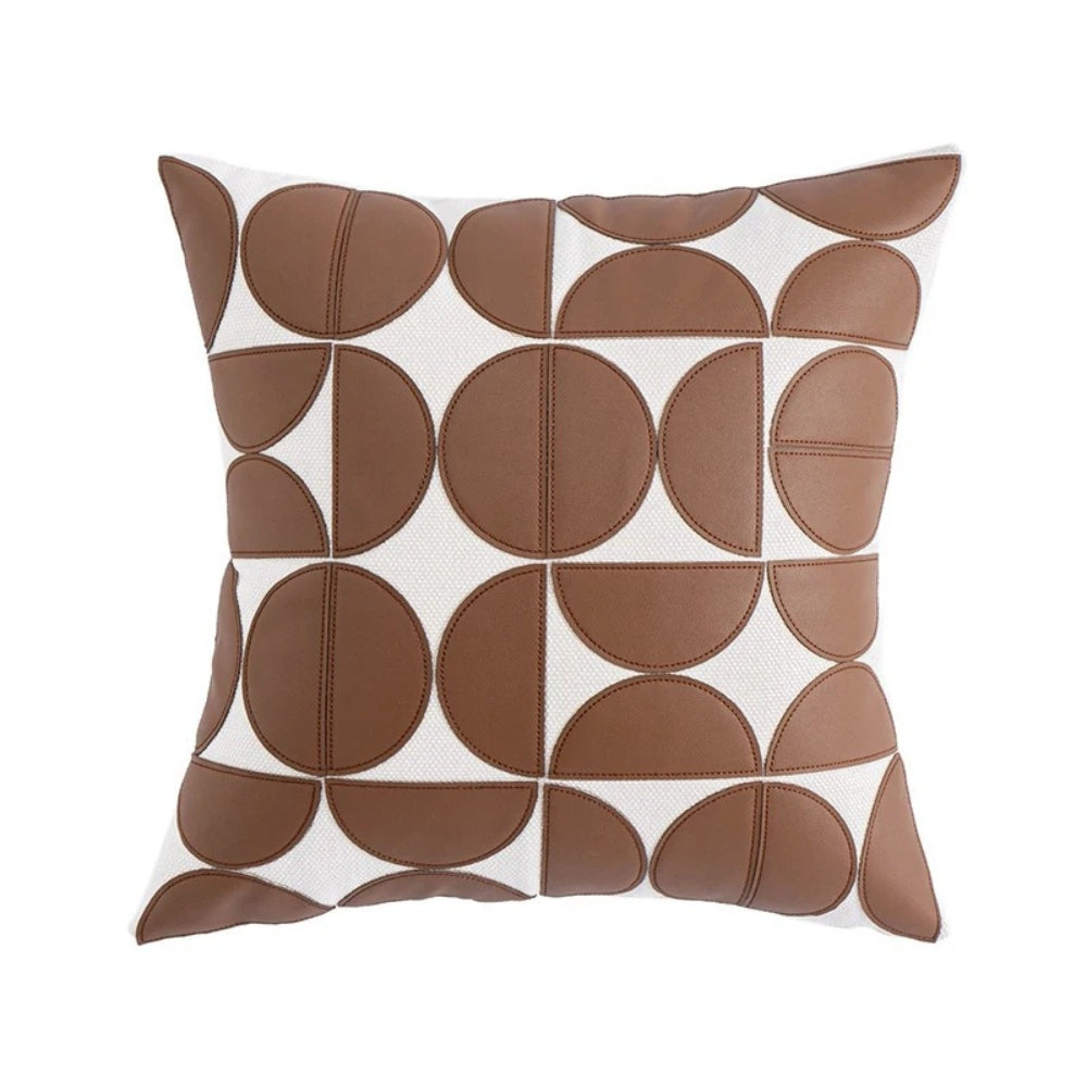 Premium Embroidered Faux Leather Sofa Cushion Cover (18 x 18 in)