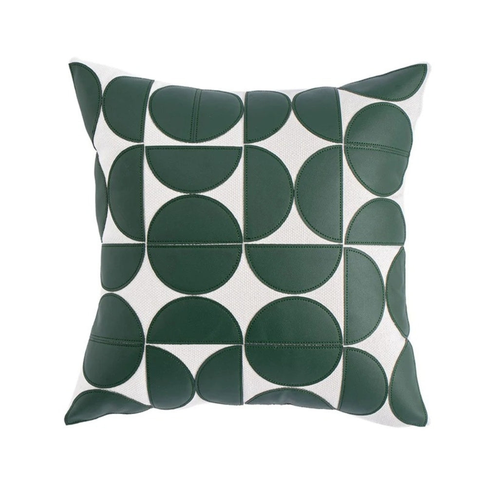 Premium Embroidered Faux Leather Sofa Cushion Cover (18 x 18 in)
