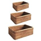 Premium Hand-Woven Akifuji Rattan Storage Basket (Rectangular)
