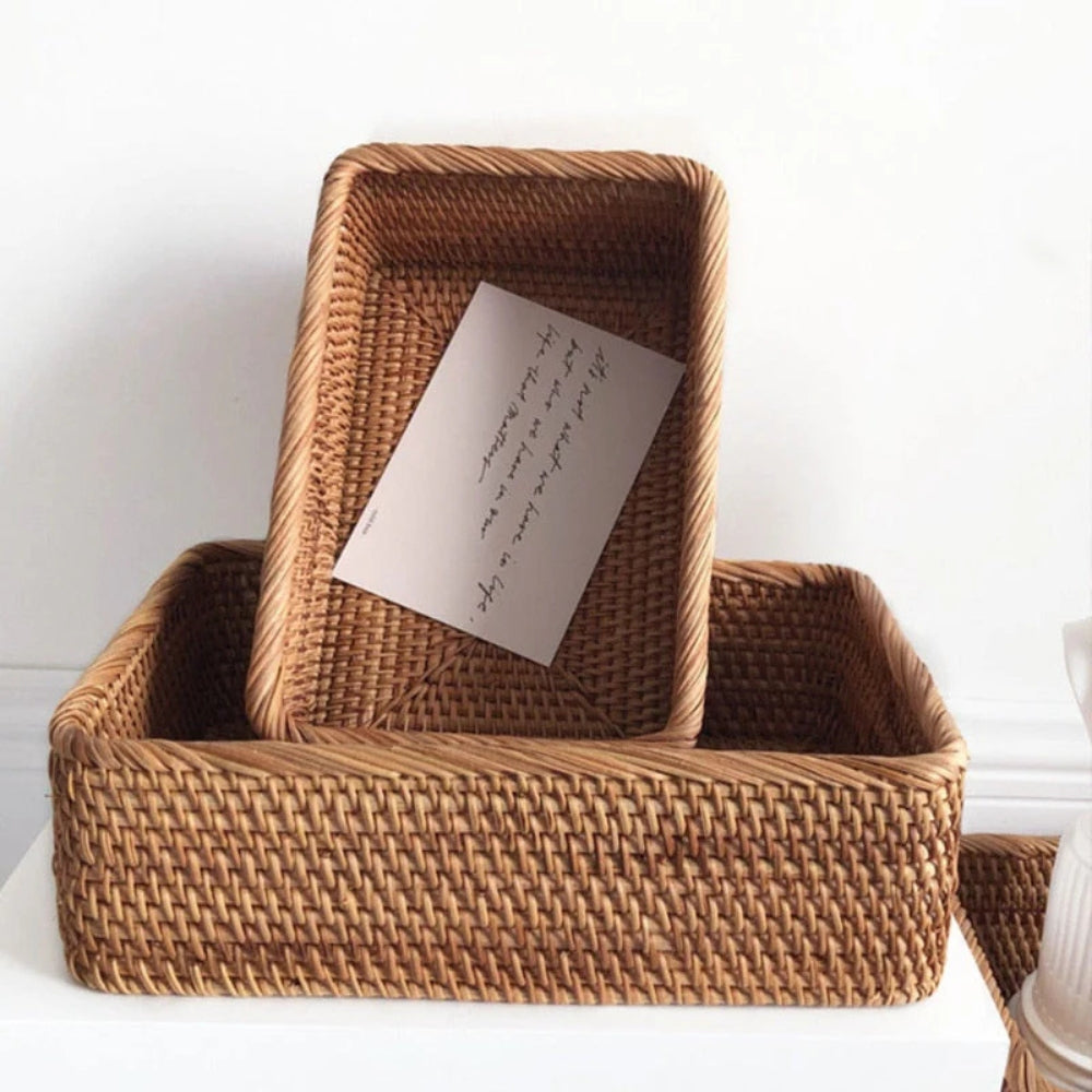 Premium Hand-Woven Akifuji Rattan Storage Basket (Rectangular)