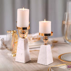 Premium Marble & Gold Pyramid Candle Holder