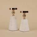 Premium Marble & Gold Pyramid Candle Holder