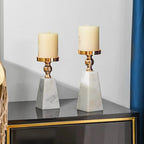 Premium Marble & Gold Pyramid Candle Holder