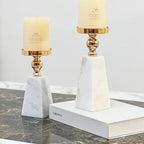 Premium Marble & Gold Pyramid Candle Holder