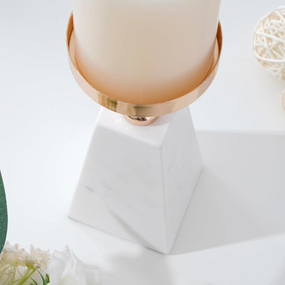 Premium Marble & Gold Pyramid Candle Holder