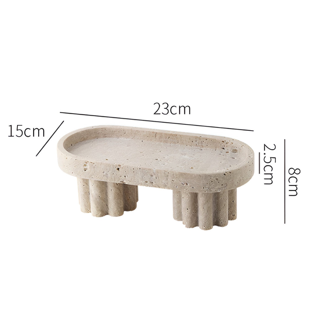 Premium Travertine Jewelry Tray (Oval & Circle)