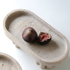 Premium Travertine Jewelry Tray (Oval & Circle)