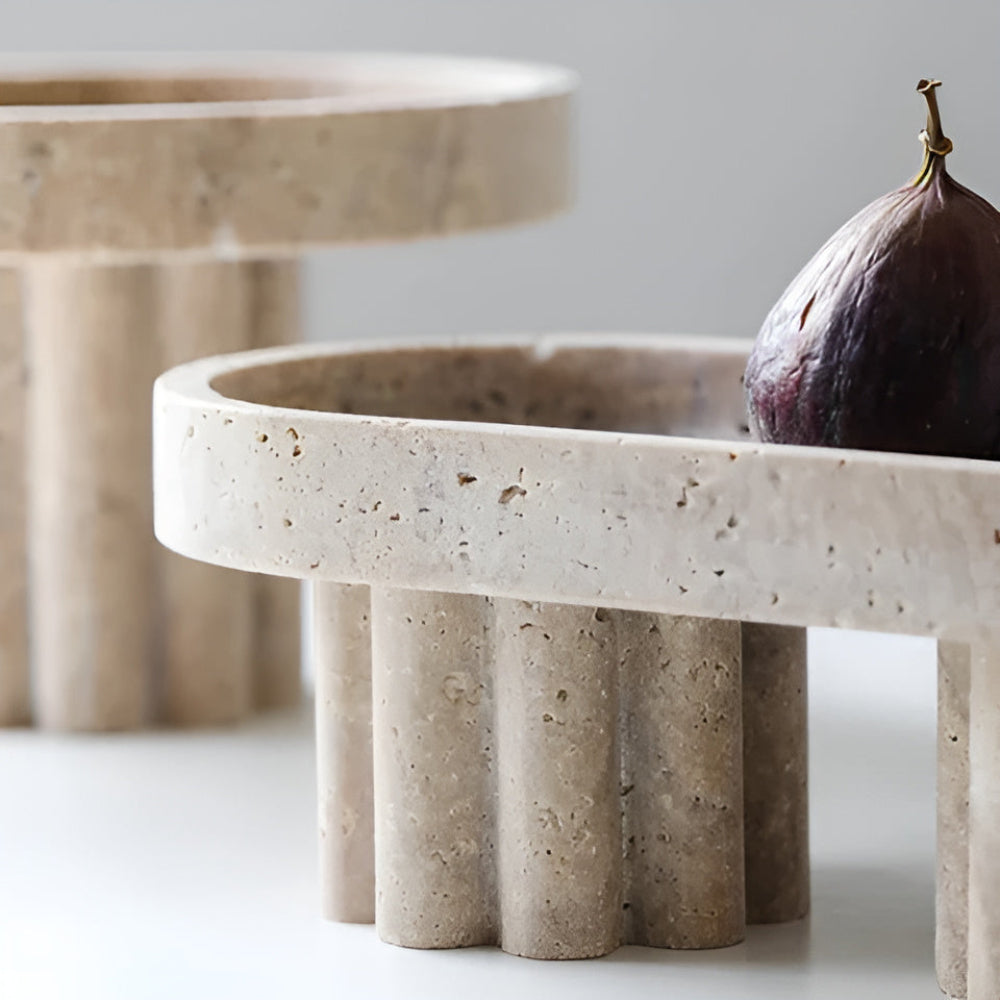 Premium Travertine Jewelry Tray (Oval & Circle)