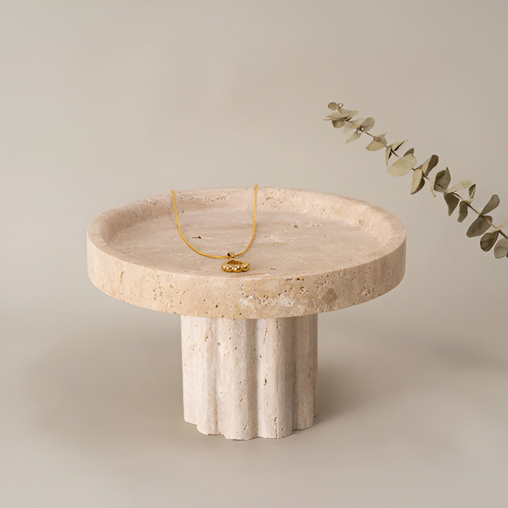 Premium Travertine Jewelry Tray (Oval & Circle)
