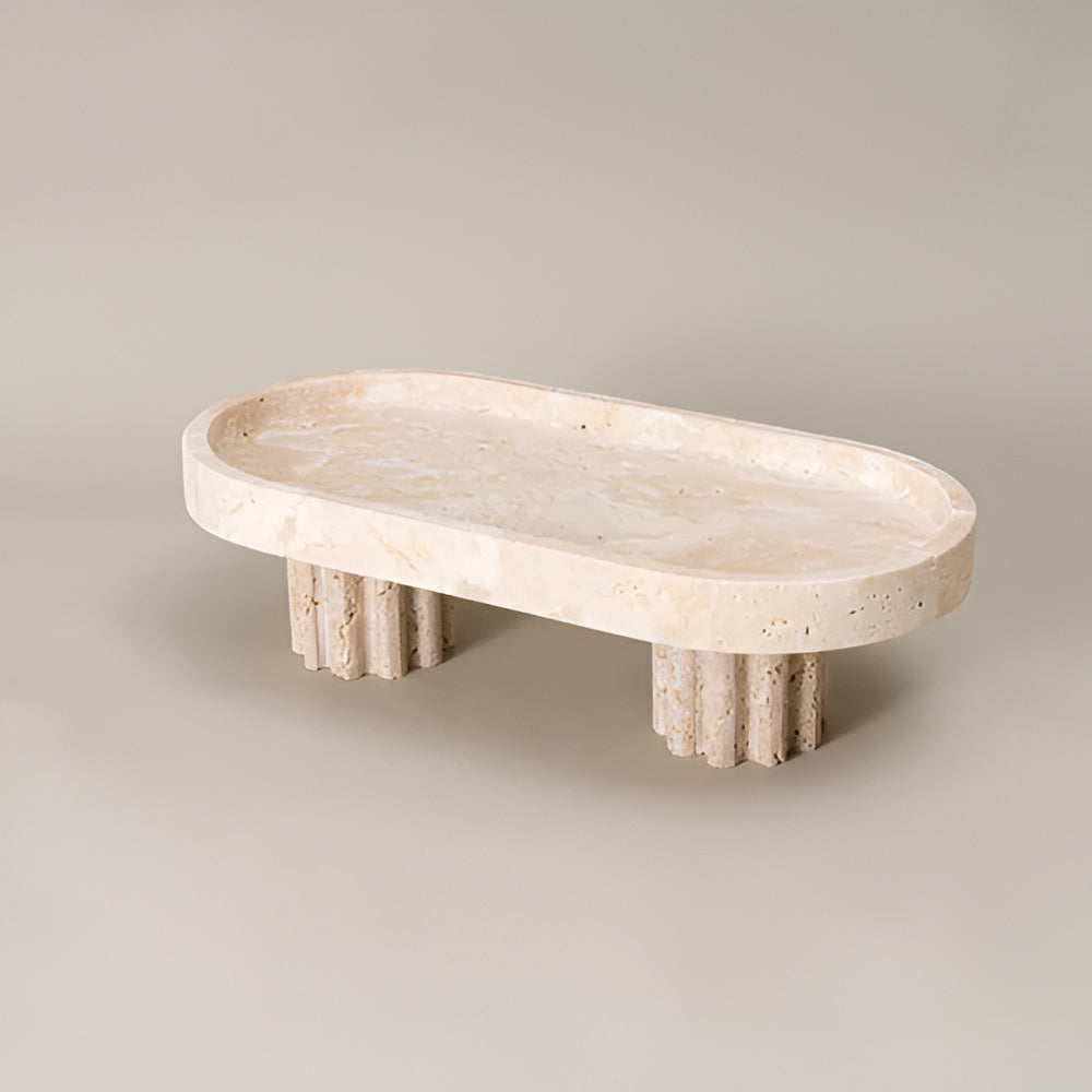Premium Travertine Jewelry Tray (Oval & Circle)