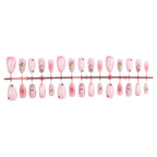 Press-On Acrylic Nail Set Floral & Glitter Adhesive Strips