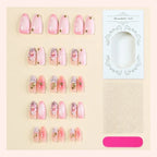 Press-On Acrylic Nail Set Floral & Glitter Adhesive Strips