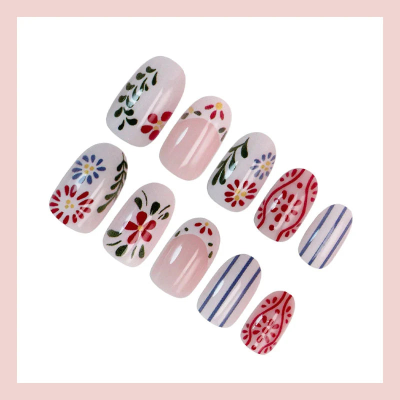 Press-On Acrylic Nail Set Floral & Graphic Easy Apply