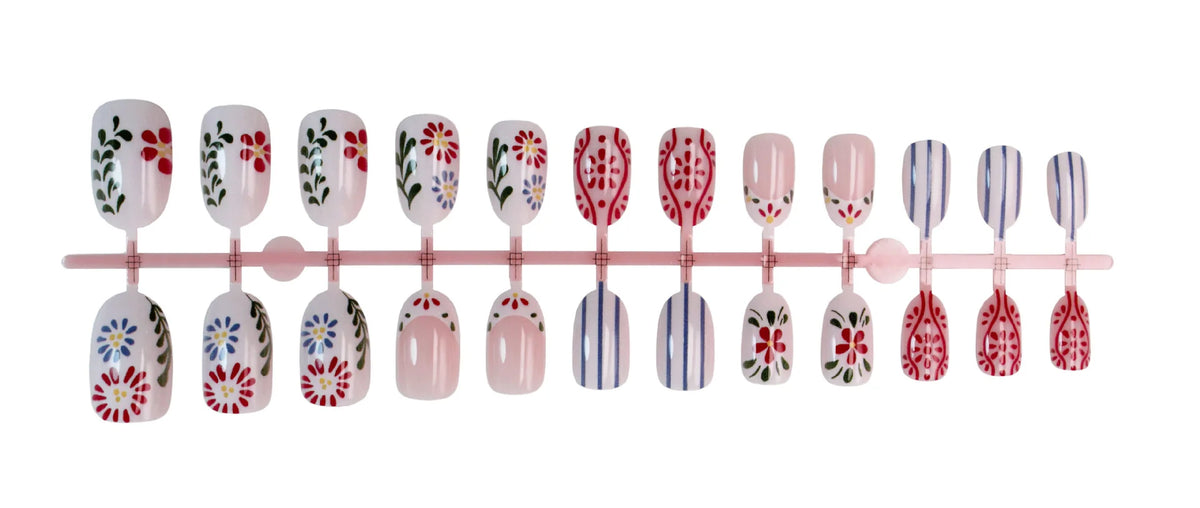Press-On Acrylic Nail Set Floral & Graphic Easy Apply