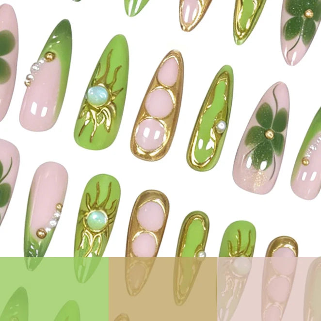 Press-On Acrylic Nail Set Soft Green Pearl 30-Piece