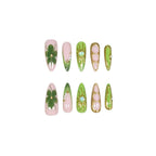 Press-On Acrylic Nail Set Soft Green Pearl 30-Piece