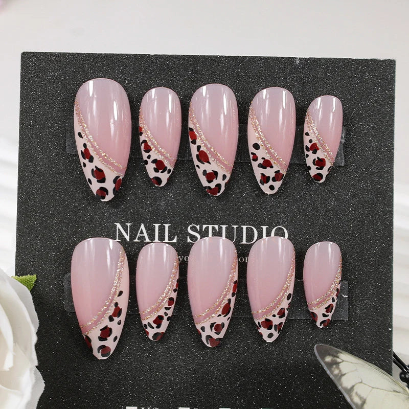Press-On Acrylic Nails Animal Print & Gradient Self-Adhesive