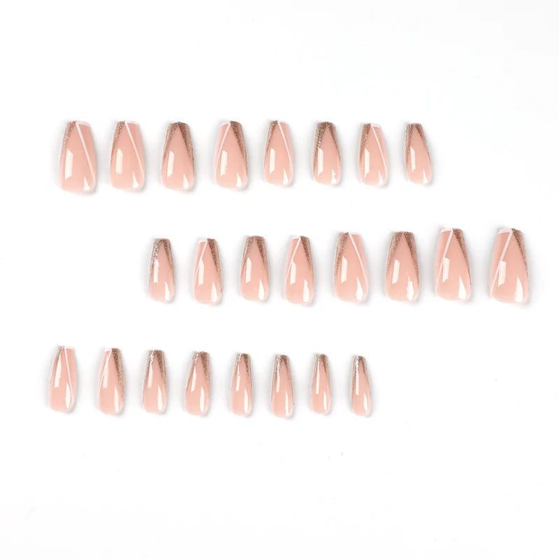 Press-On Acrylic Nails Glitter French Tip Adhesive Included