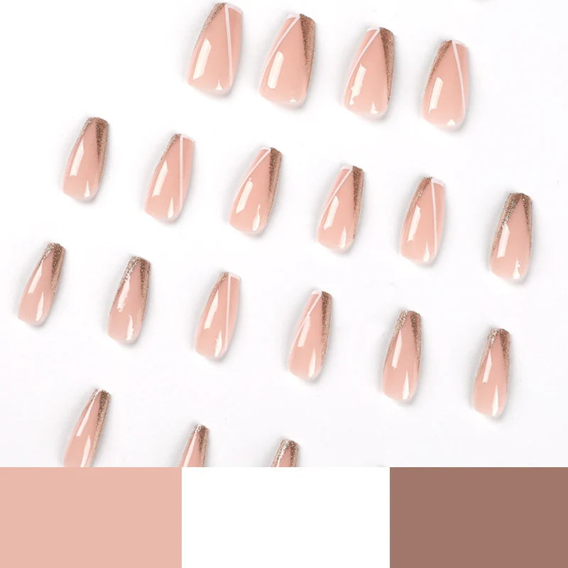 Press-On Acrylic Nails Glitter French Tip Adhesive Included