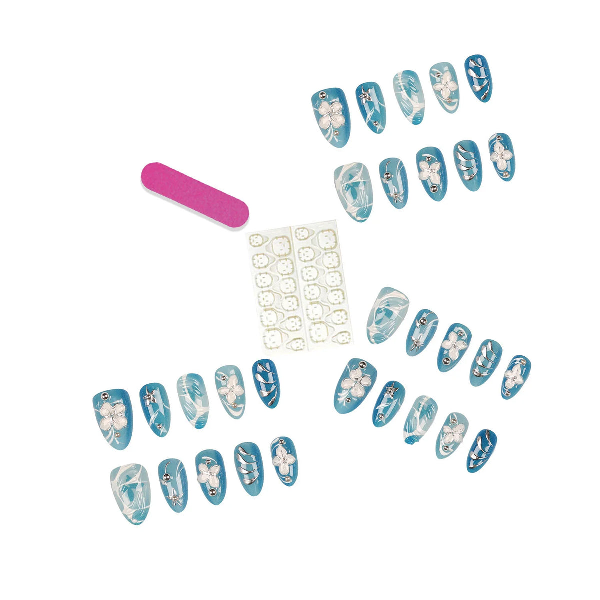 Press-On Acrylic Nails Hand-Painted Floral Salon-Quality