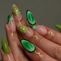 Press-On Gel Nail Set Floral Glitter Easy Application