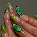 Press-On Gel Nail Set Floral Glitter Easy Application