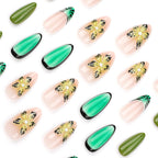 Press-On Gel Nail Set Floral Glitter Easy Application