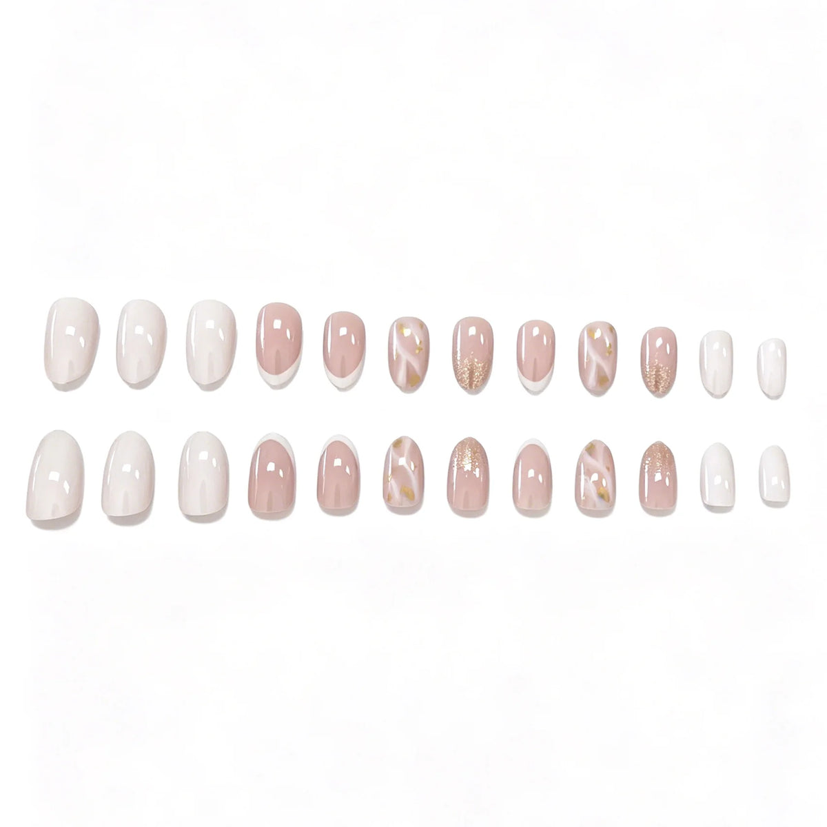 Press-On Gel Nail Set Glossy French Tips 24-Piece