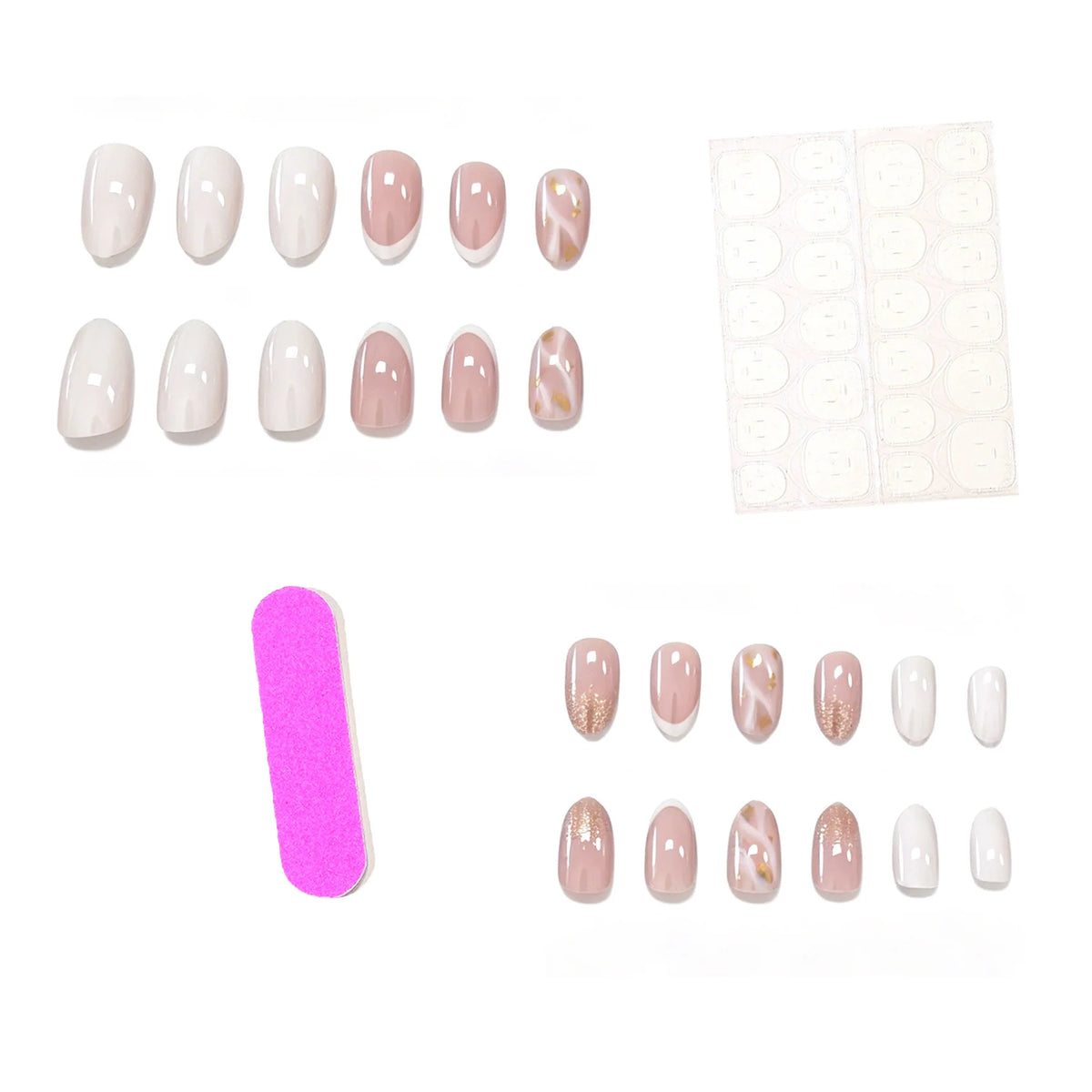 Press-On Gel Nail Set Glossy French Tips 24-Piece