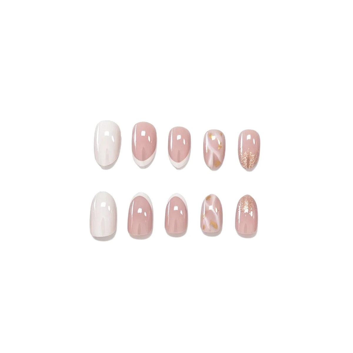 Press-On Gel Nail Set Glossy French Tips 24-Piece