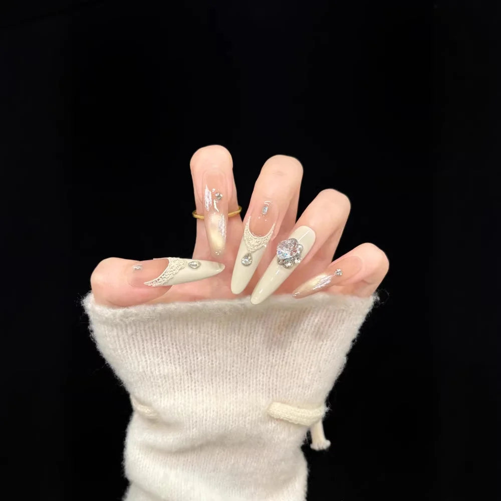 Press-On Gel Nail Tips Gem-Accent Custom Fit