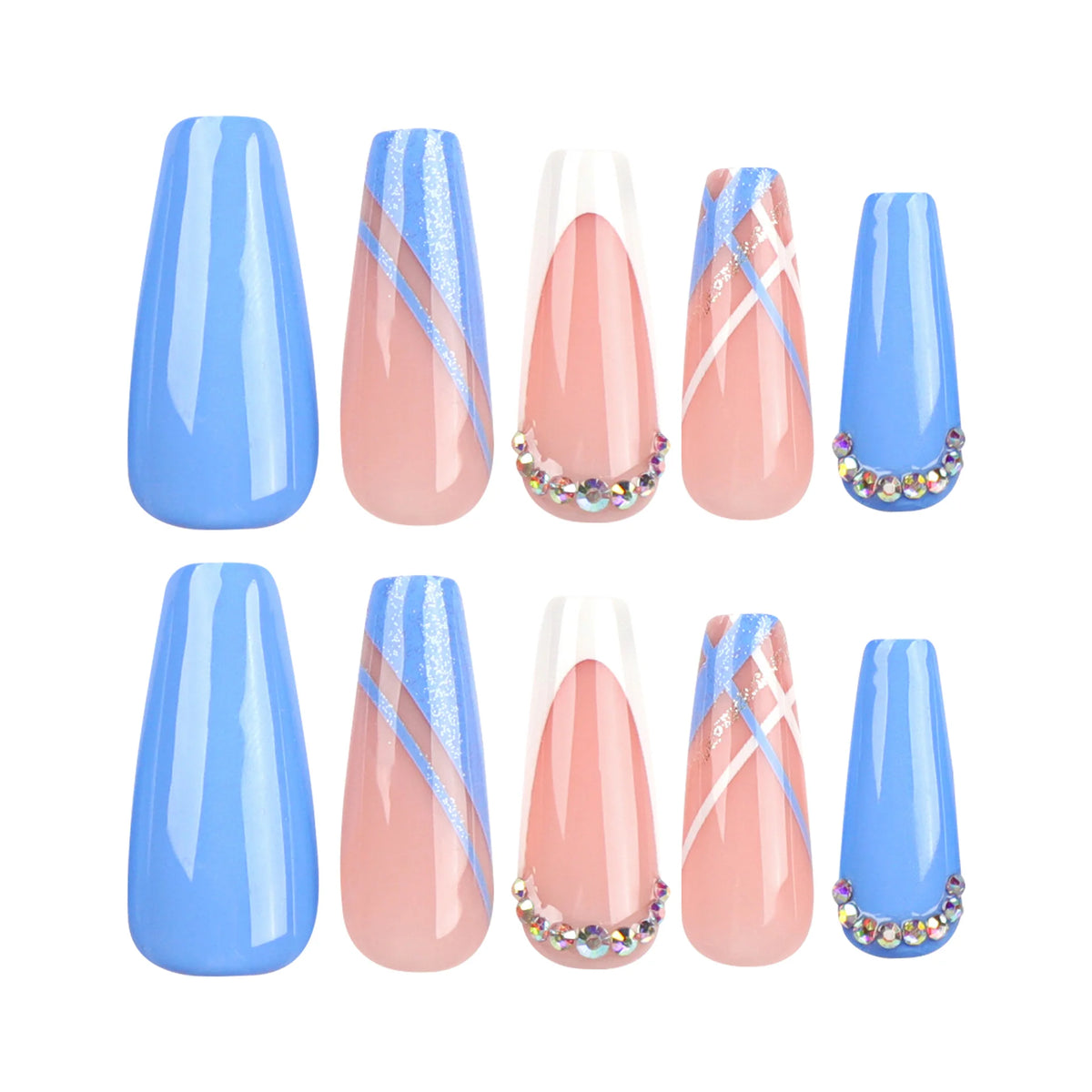 Press-On Gel Nails Glitter Accents & Chip-Resistant