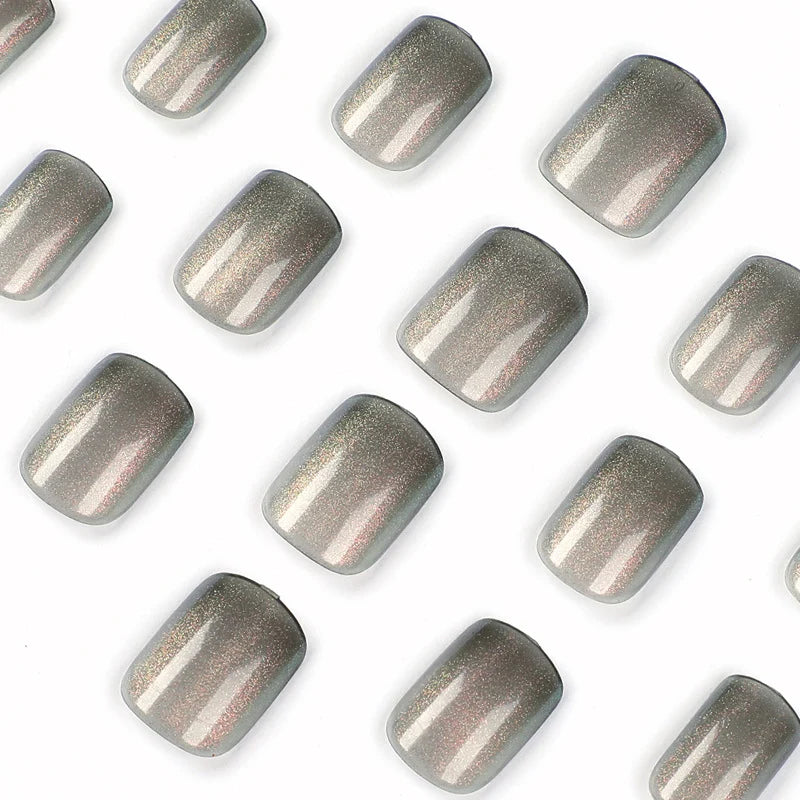 Press-On Gel Nails Glitter Gradient Coral Long-Lasting