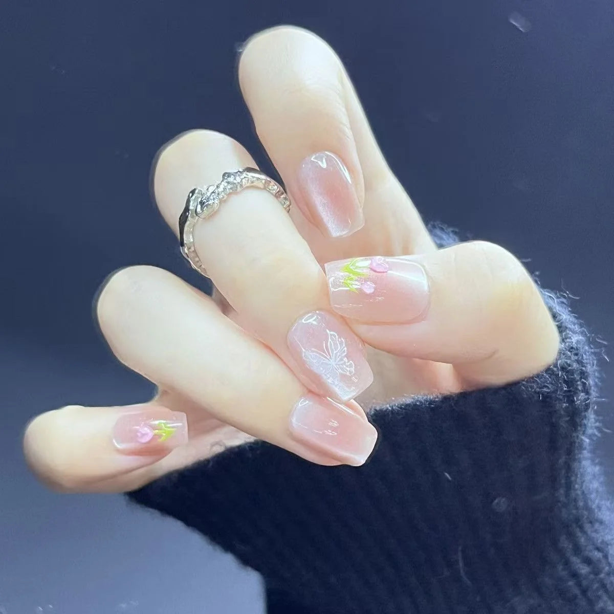 Press-On Gel Nails Intricate Floral Long-Lasting Easy Application