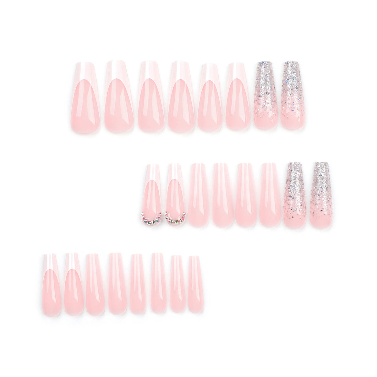 Press-On Gel Nails Ombre Glitter Long-Lasting