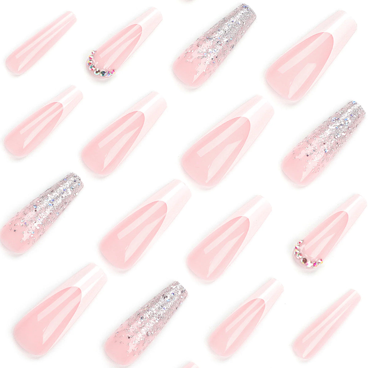 Press-On Gel Nails Ombre Glitter Long-Lasting