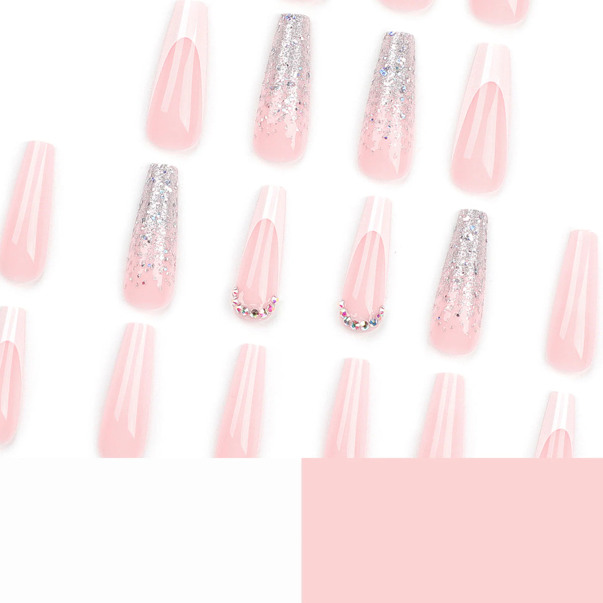 Press-On Gel Nails Ombre Glitter Long-Lasting