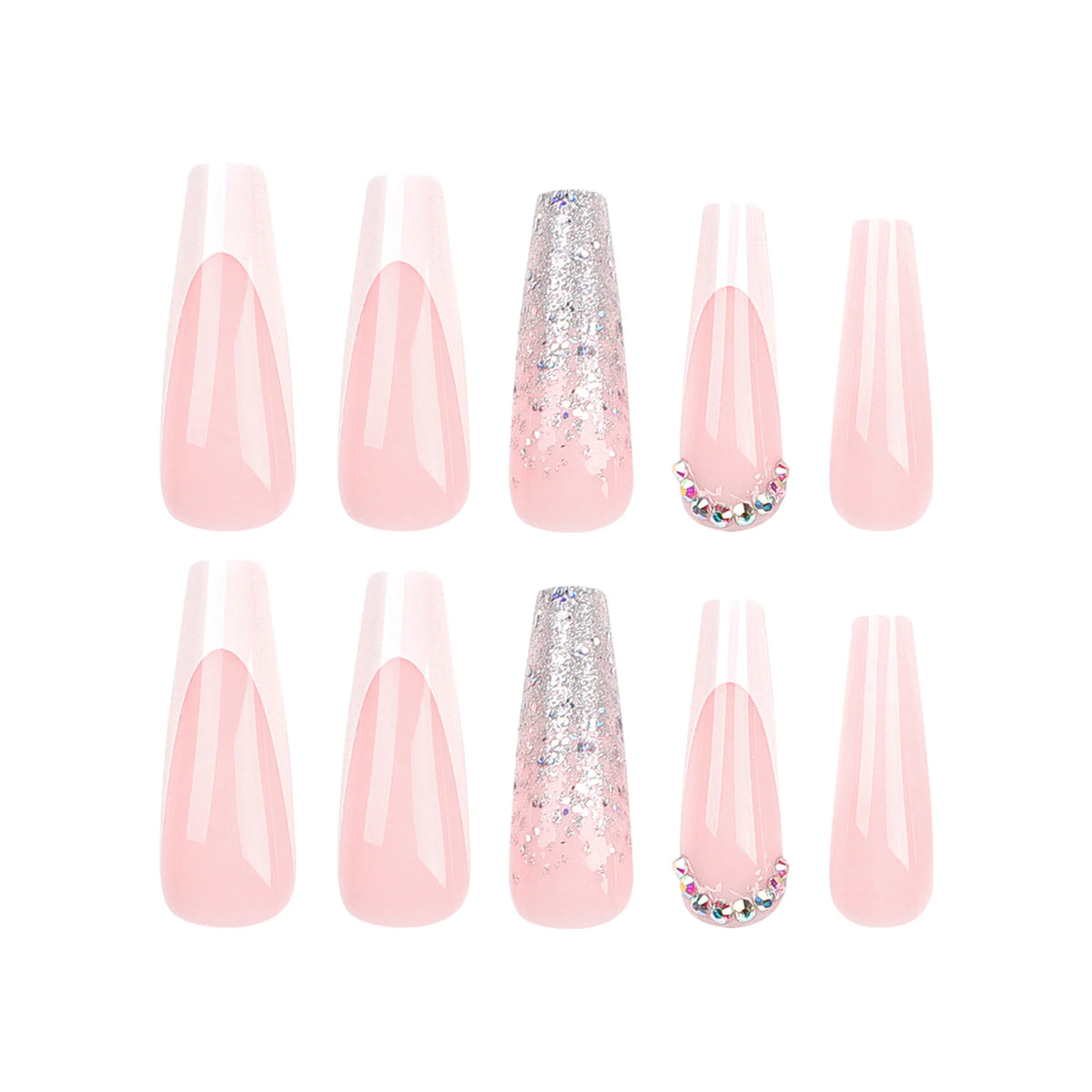 Press-On Gel Nails Ombre Glitter Long-Lasting