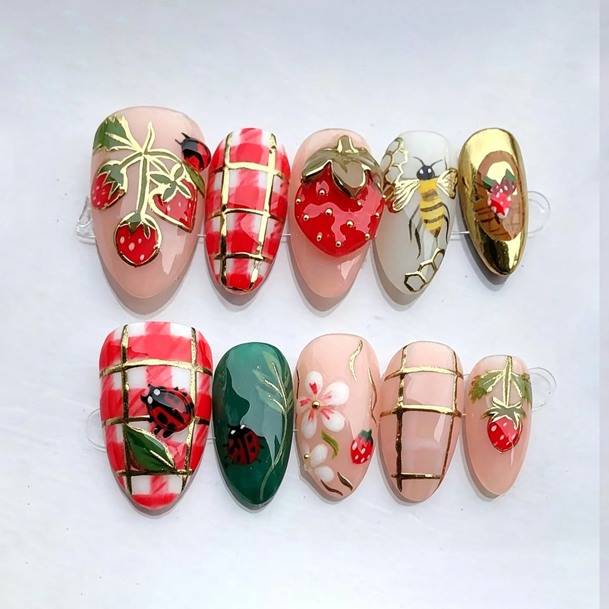 Press-On Nail Art Set Floral & Fruity Easy Adhesive