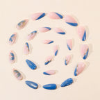 Press-On Nail Extensions 3D Floral Blue Easy Application