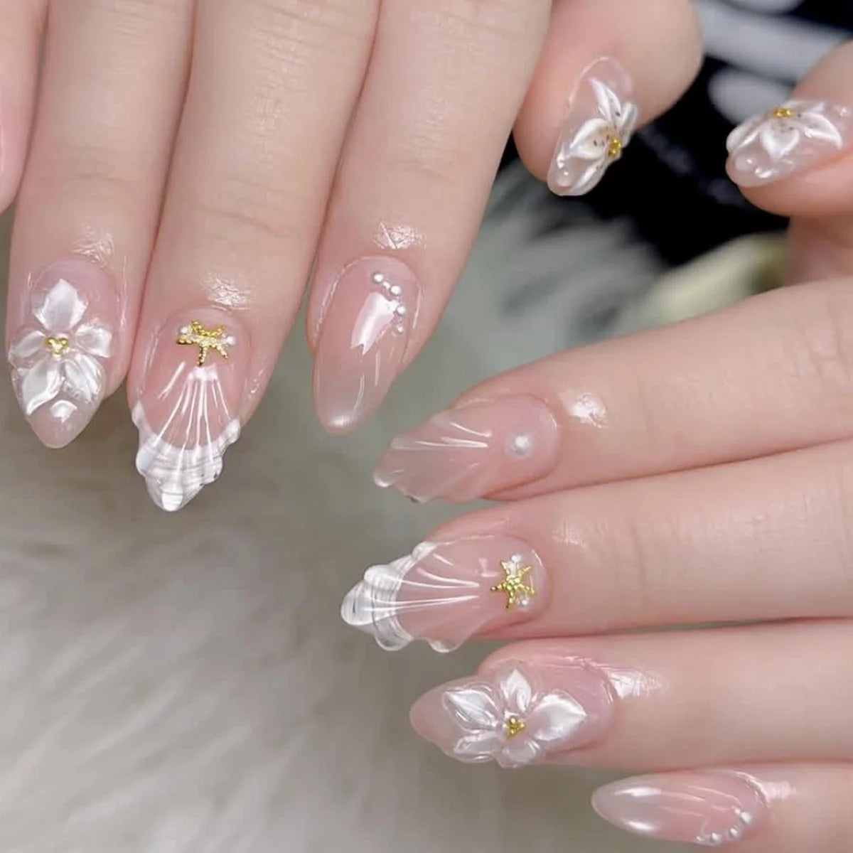 Press-On Nail Extensions 3D Floral Custom Fit & Easy Application