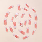 Press-On Nail Extensions 3D Floral White Full-Cover
