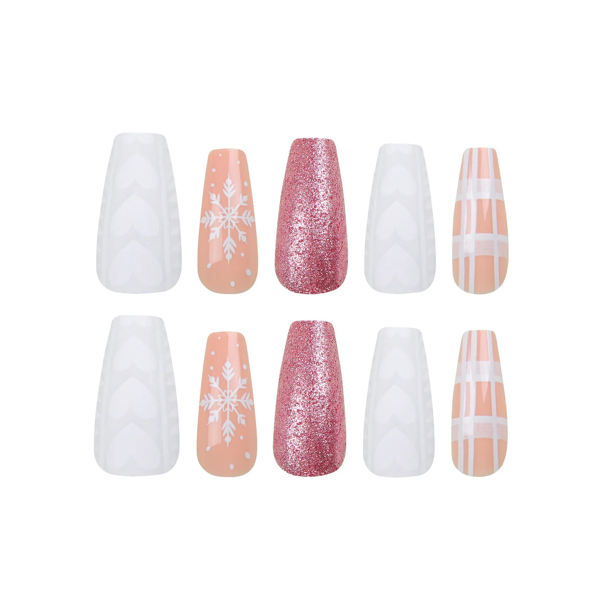 Press-On Nail Extensions Acrylic Festive Glitter Comfort Fit