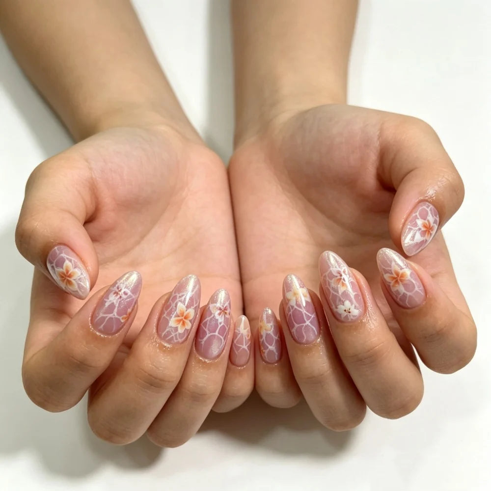 Press-On Nail Extensions Acrylic Floral Custom Fit