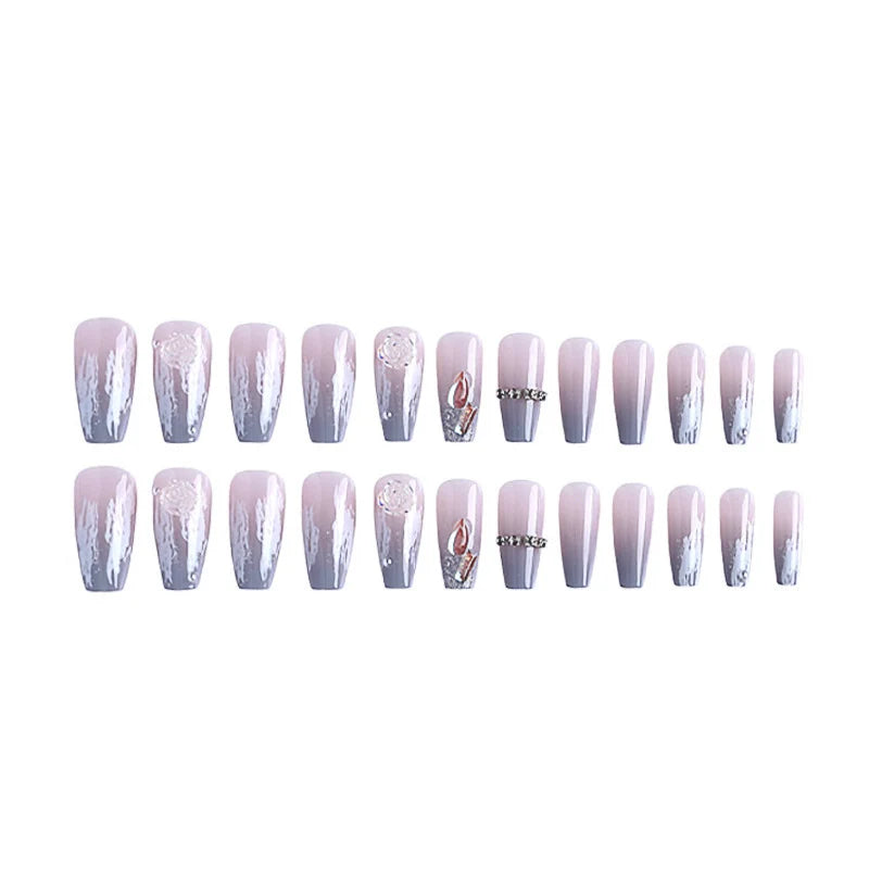 Press-On Nail Extensions Acrylic Floral & Geometric Reusable