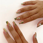 Press-On Nail Extensions Acrylic Gold Embellished