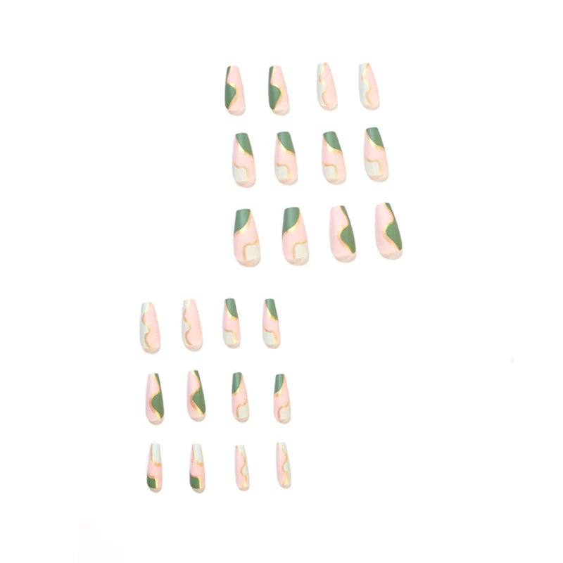 Press-On Nail Extensions Acrylic Gold Embellished