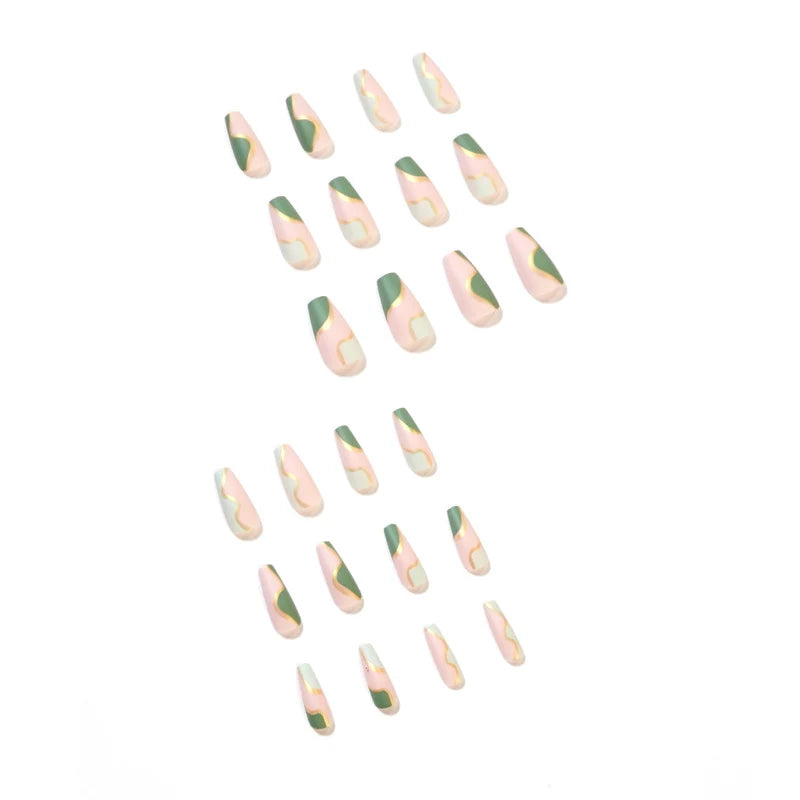 Press-On Nail Extensions Acrylic Gold Embellished