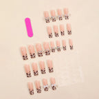 Press-On Nail Extensions Acrylic Leopard Print Gems & Bows