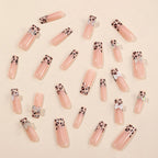 Press-On Nail Extensions Acrylic Leopard Print Gems & Bows